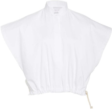 Piece Of White Piece of White Pattie High-Neck Sleeveless Crop Cotton Poplin Shirt