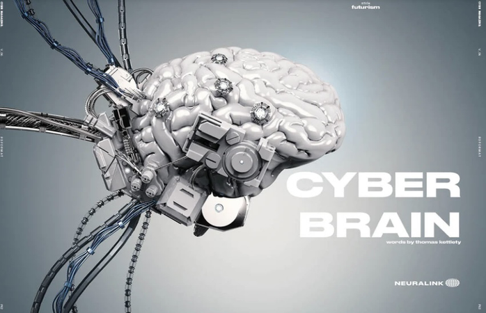 cyber brain cyborg robot futurism transhumanism