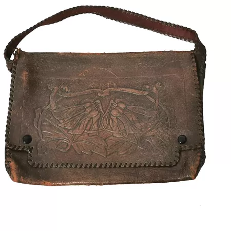 Antique leather handbag, Art nouveau, Sycamore : The Costumiers Trunk | Ruby Lane