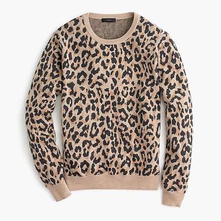 Merino wool crewneck sweatshirt in leopard - Women's Sweaters | J.Crew