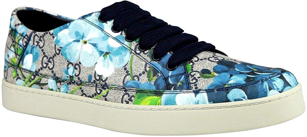 Amazon.com: Gucci Men's Bloom Flower Print Blue Supreme GG Canvas Sneaker Shoes 407343 8470: Clothing