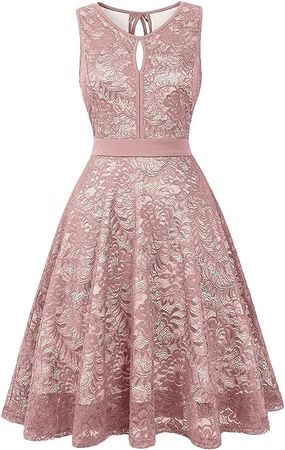 BBX Lephsnt Women's Sleeveless Cocktail A-line Formal Elegant Lace Dress Pink Small at Amazon Women’s Clothing store