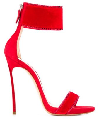 Red Casadei Ankle Strap Stiletto Sandals | Farfetch.com