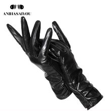 Simple Fashion women's gloves,Genuine Leather women's leather gloves,Red,black,beige,gray,Black,25cm women's winter gloves 2081-in Women's Gloves from Apparel Accessories on AliExpress