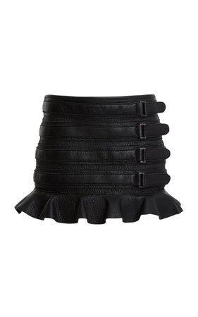 Strap-Detailed Leather Mini Skirt By David Koma | Moda Operandi