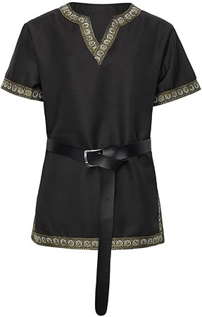 Amazon.com: Medieval Knight Tunic Viking Warrior T-Shirt Costume with Belt: Clothing