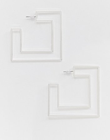 ASOS DESIGN hoop earrings in square shape in silver | ASOS