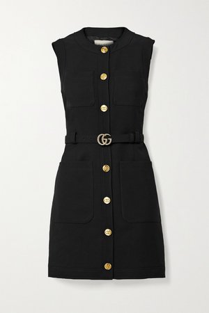 Black Belted silk and wool-blend cady mini dress | Gucci | NET-A-PORTER