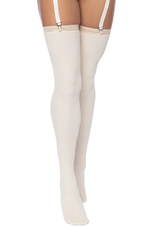 white thigh high stockings with garter