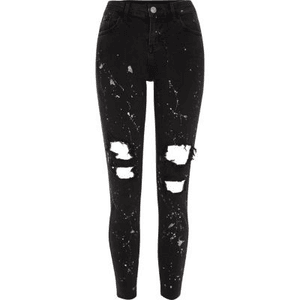 Womens Black ripped paint Alannah relaxed fit jeans for $50.00 available on URSTYLE.com