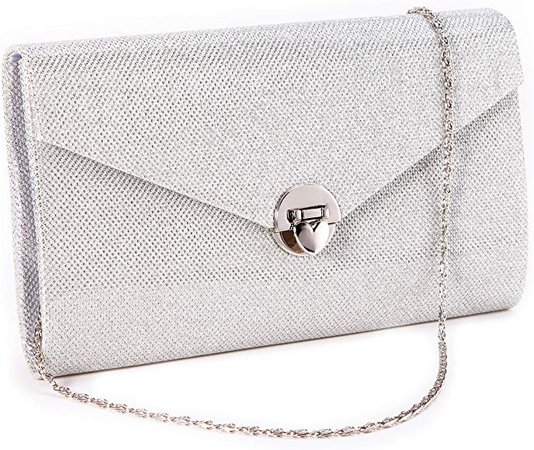 Heart-shaped Lock Ladies Sparkling Clutch Handbag