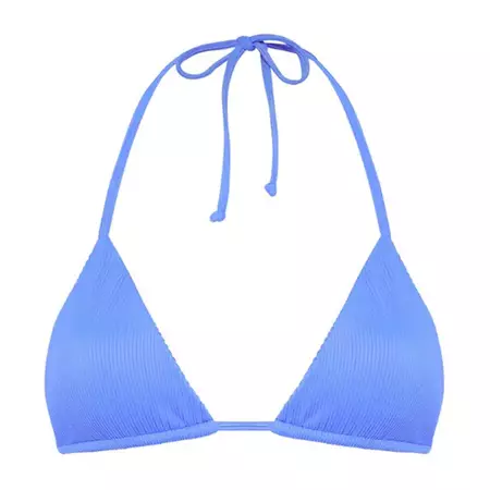 Kulani Kinis Breezy Blue Ribbed Slide Triangle Bikini Top | Surfdome Israel