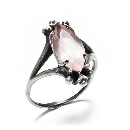 Achlys Mini. Sterling Silver & Rose Quartz Ring. – Blood Milk Jewels