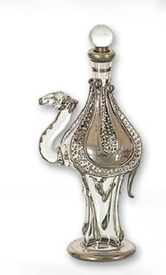 Clear and Gold Small Camel Egyptian Blown Glass Perfume Bottle Made in Egypt