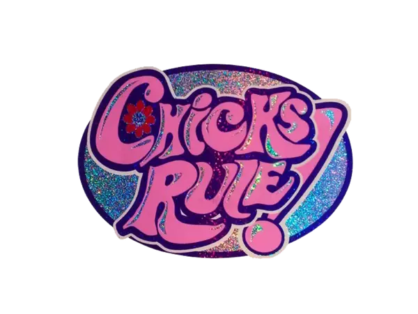 chicksrule pink logo kidcore sticker by @simjangjimin