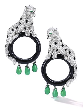 Cartier, Panthere de Cartier Emerald, diamond and onyx earrings