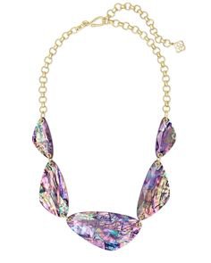 Kendra Scott Mckenna Gold Statement Necklace In Lilac Abalone