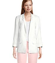 Petite Ruched Sleeve Open Blazer
