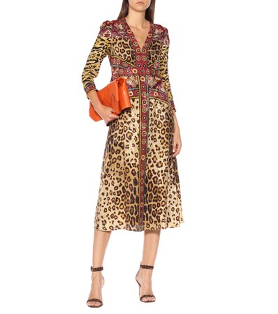 Etro - Платье миди с леопардовым принтом | Mytheresa