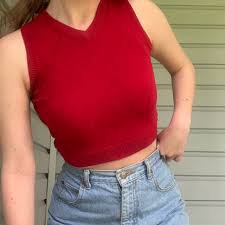 red crop sweater vest - Google Search
