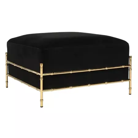 Shop Safavieh Couture Clancy Bamboo Velvet Ottoman- Gold / Black - On Sale - Free Shipping Today - Overstock.com - 22964042