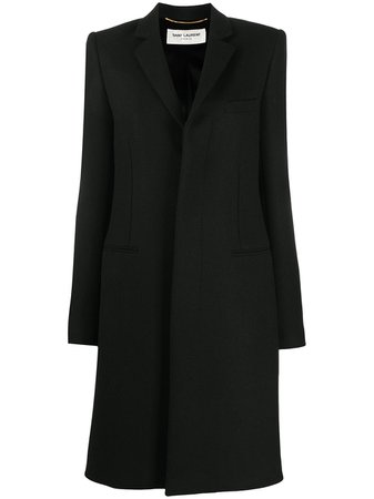 Shop Saint Laurent single breasted mid-length coat with Express Delivery - FARFETCH