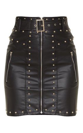 PLT black leather skirt