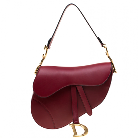 Burgundy Dior Saddle Bag