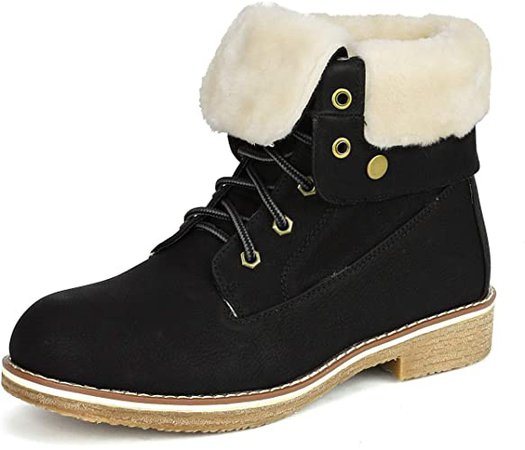 Amazon.com | DREAM PAIRS Women's Montreal Burgundy Faux Fur Winter Combat Boots Ankle Bootie Size 9 B(M) US | Ankle & Bootie