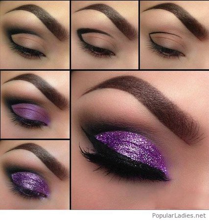 Amazing-black-and-purple-glitter-eye-makeup-tutorial.jpg (564×594)