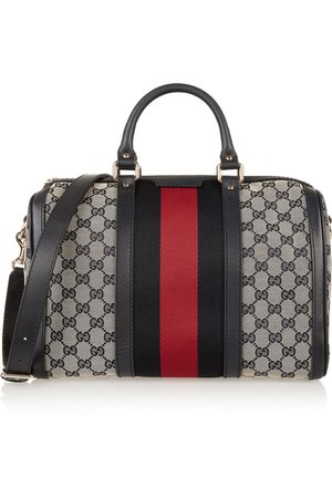 Gucci | Vintage Web leather-trimmed coated-canvas tote | NET-A-PORTER.COM