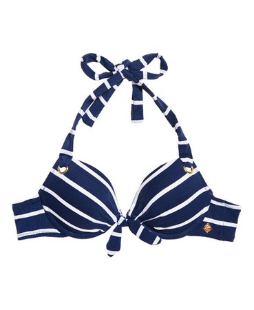 Womens - Picot Textured Cup Bikini Top in Nautical Stripe | Superdry