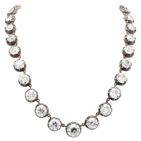 48.73 Carat Old European Cut Diamond Necklace, 7 GIA Certificates For Sale at 1stDibs