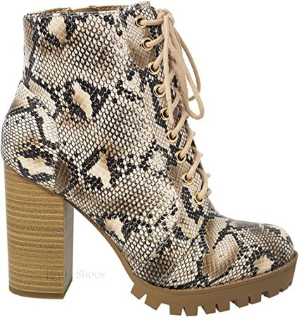 Amazon.com | MVE Shoes Womens Top Guy Stylish Comfortable Lace Up Block Heel Ankle Boot | Ankle & Bootie