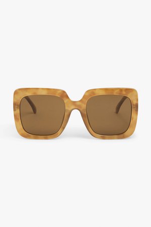 Oversized square sunglasses - Beige brown - Sunglasses - Monki WW