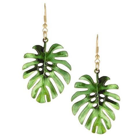 green earrings (palm tree)