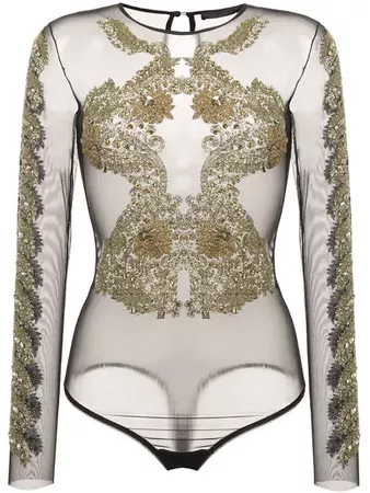 Amen Sequin Embellished Sheer Bodysuit - Farfetch