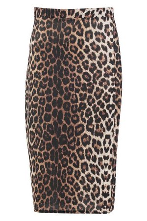 Leopard Print Slip Midi Skirt | Boohoo