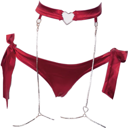 Red ribbon garter & bottoms lingerie
