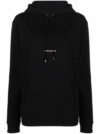 Shop Saint Laurent logo print hoodie with Express Delivery - FARFETCH