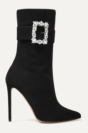 Black Roos crystal-embellished suede ankle boots | Alexandre Vauthier | NET-A-PORTER