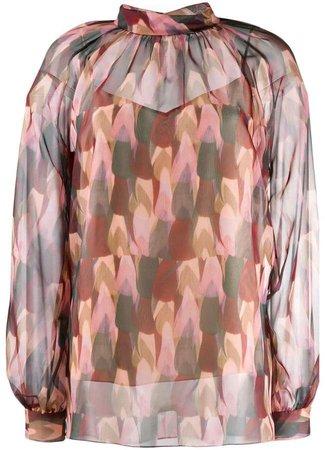 patterned sheer blouse