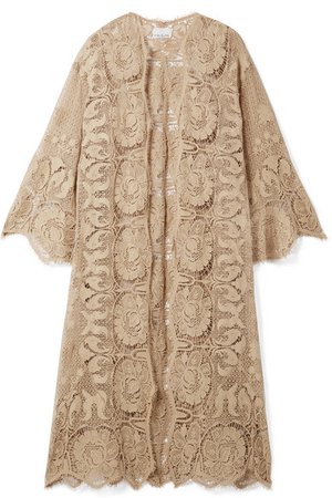 Miguelina | Mia scalloped cotton guipure lace robe | NET-A-PORTER.COM