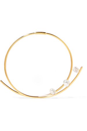 Maria Black | Showtime oversized gold-tone and pearl hoop earring | NET-A-PORTER.COM