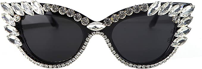 Amazon.com: Retro Cateye Sunglasses For Women UV400 Protection Cat Eye Bling Rhinestone Sun Glasses: Clothing