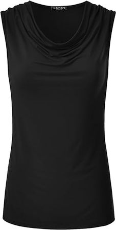 EIMIN Women's Cowl Neck Ruched Draped Sleeveless Stretchy Blouse Tank Top (S-3X) at Amazon Women’s Clothing store