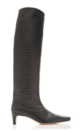 Wally Croc-Embossed Leather Knee-High Boots By Staud | Moda Operandi