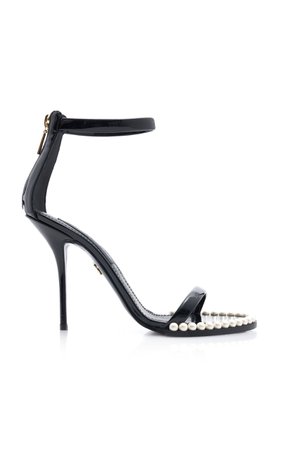 Keira Pearl-Embellished Patent Leather Sandals By Dolce & Gabbana | Moda Operandi