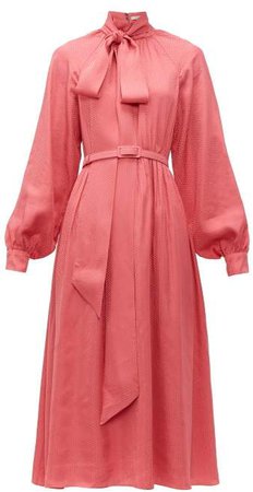Heloisa Polka Dot Jacquard Crepe Midi Dress - Womens - Pink