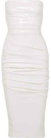 Decon Strapless Ruched Stretch-vinyl Dress - White